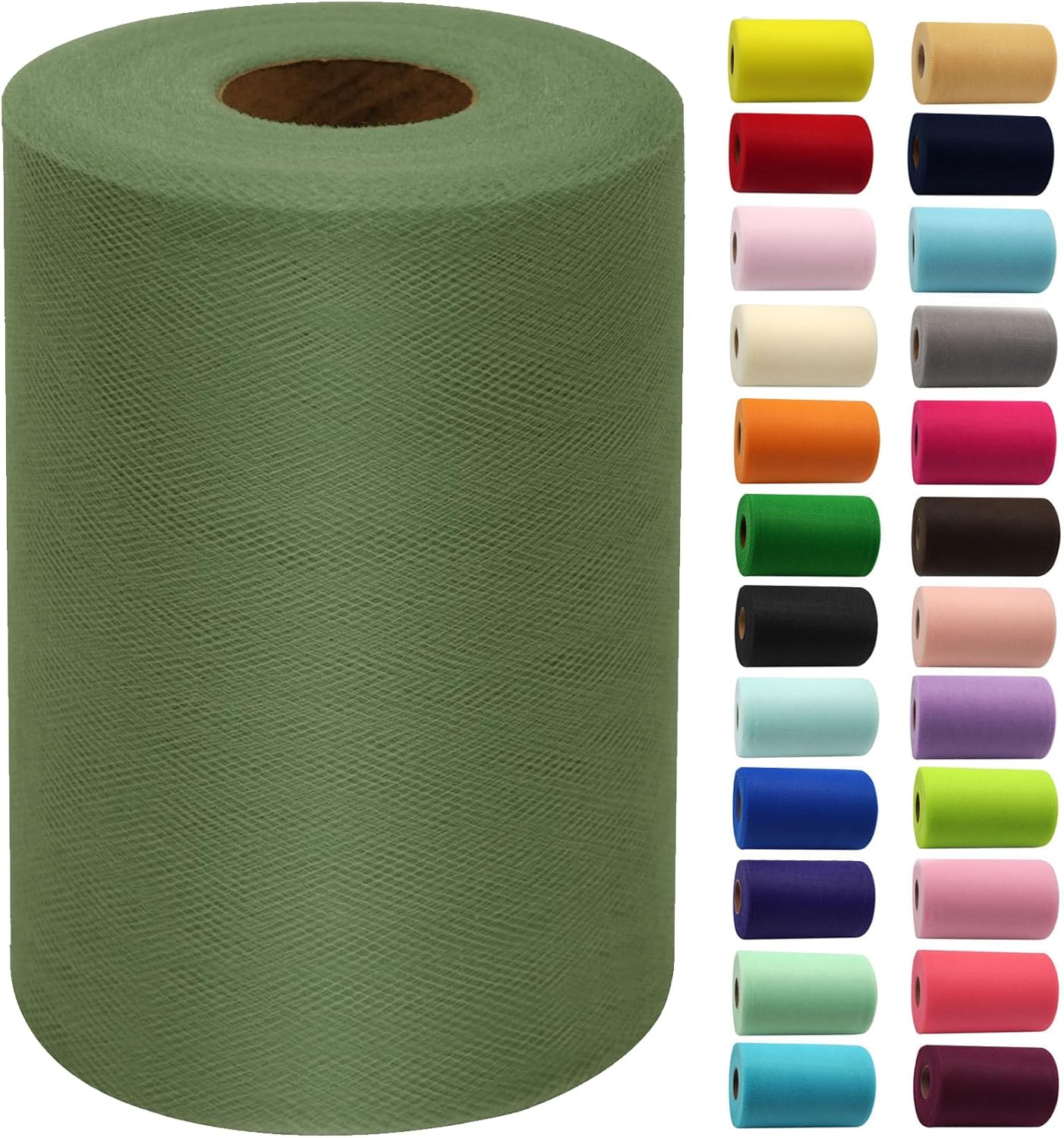Olive Tulle Fabric Rolls 6 Inch by 100 Yards (300 feet) Fabric Spool Tulle Ribbon for DIY Tutu Bow Baby Shower Birthday Party Wedding Decorations Christmas Craft Supplies