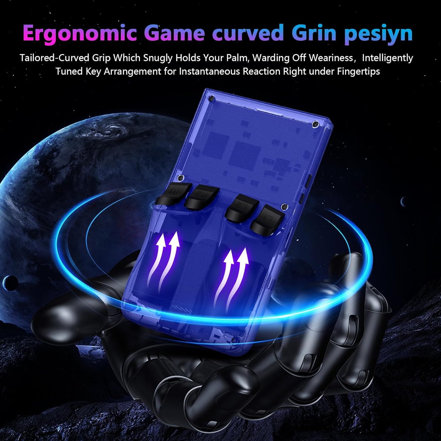 R36MAX Retro Handheld Game Console, 4.0 Inch 720x720 IPS Screen, Built-in 22,000+ Classic Game, Portable Hand Held Open Source Linux System, 4000mAh Battery Retro Gaming Console (Blue 128GB)