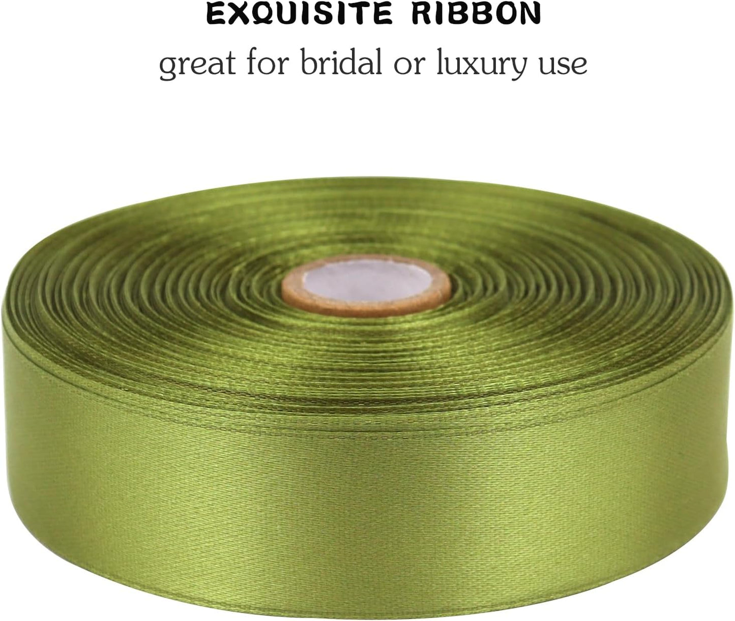 Light Green Solid Satin Ribbon 1 Inch 50 Yards Solid Polyester Fabric Ribbon for Gift Wrapping Wedding Christmas Baby Shower Birthday Party Decoration Handmade Immortal Flower Craft