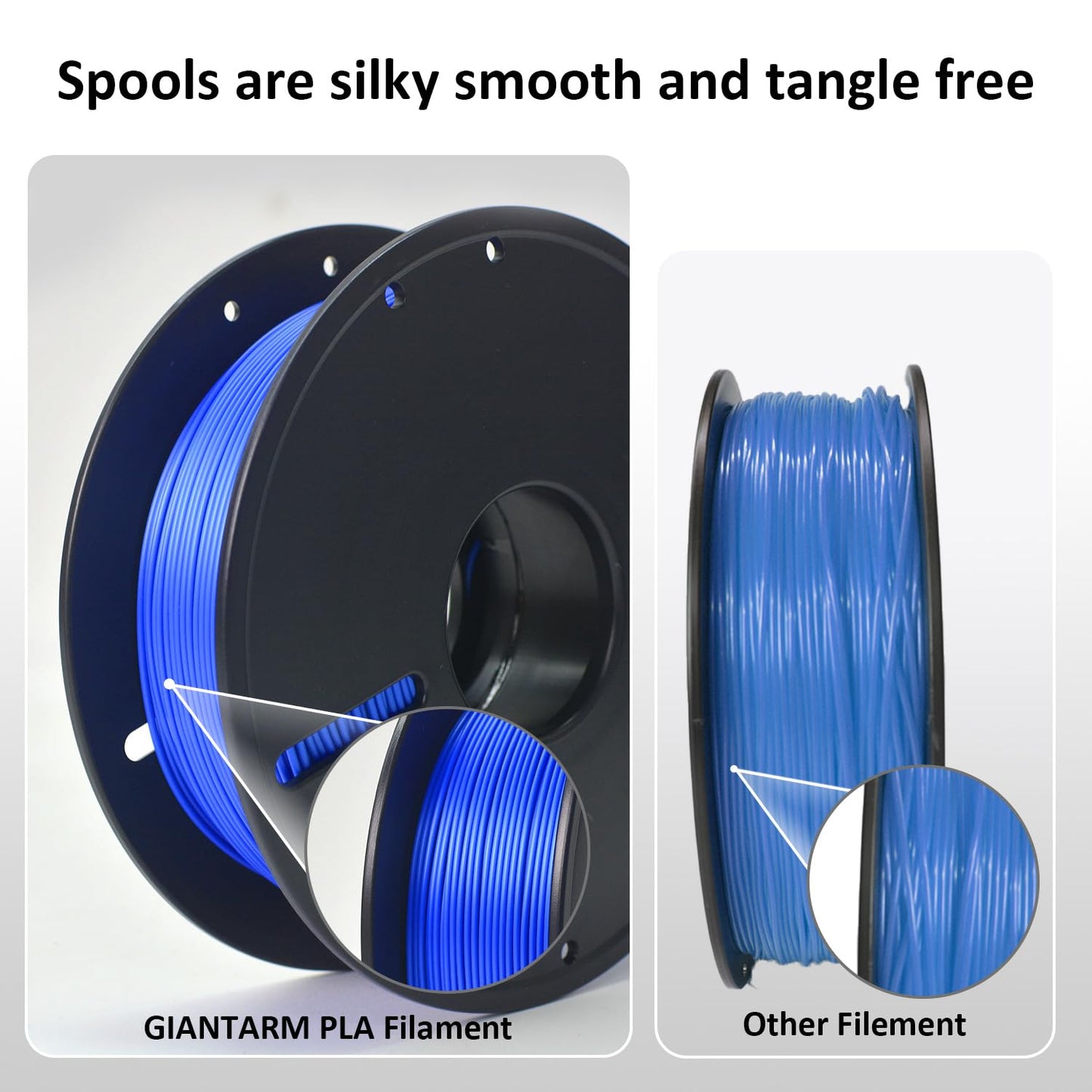 GIANTARM 3D Printer Filament, 0.5kg Blue PLA Filament, 1.75mm Dimension Accuracy +/- 0.03mm, 3D Printing Filament