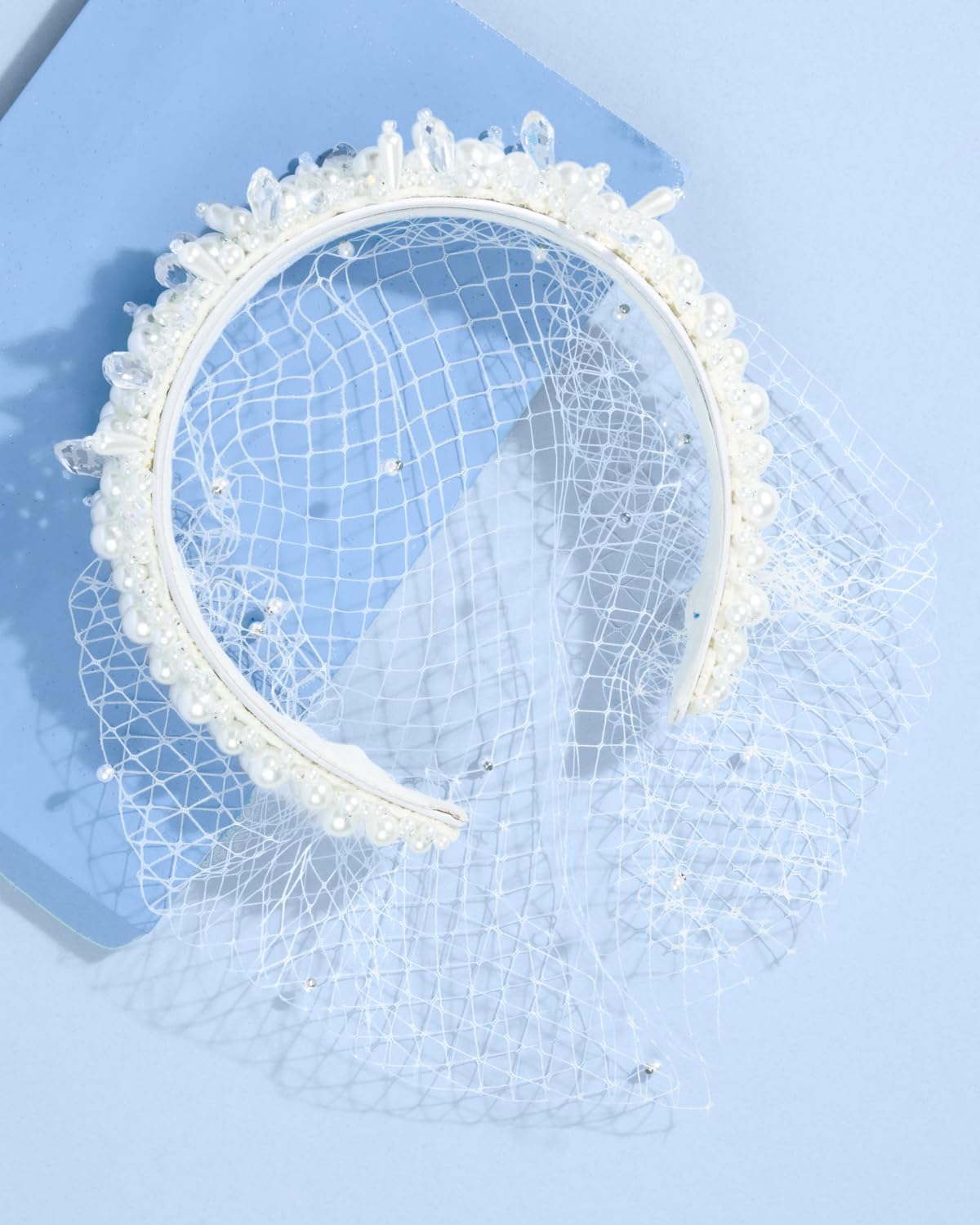 xo, Fetti Pearl Beaded Bridal Headband + Birdcage Veil | Bachelorette Party Hairpiece, Bridal Shower Accessory, Crystal Bridesmaid Gift, Wedding Headband, Engagement Accessory