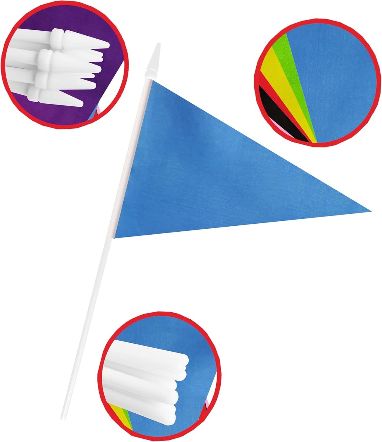 12 Pack Blue Pennant Flags Small Mini Hand Held Solid Color Pennant On Sticks Flags with 12.6"Solid Pole & Spear Top,Party Events Celebration,School,Grand Opening,Kids Birthday,Sports Clubs,Flower Pot