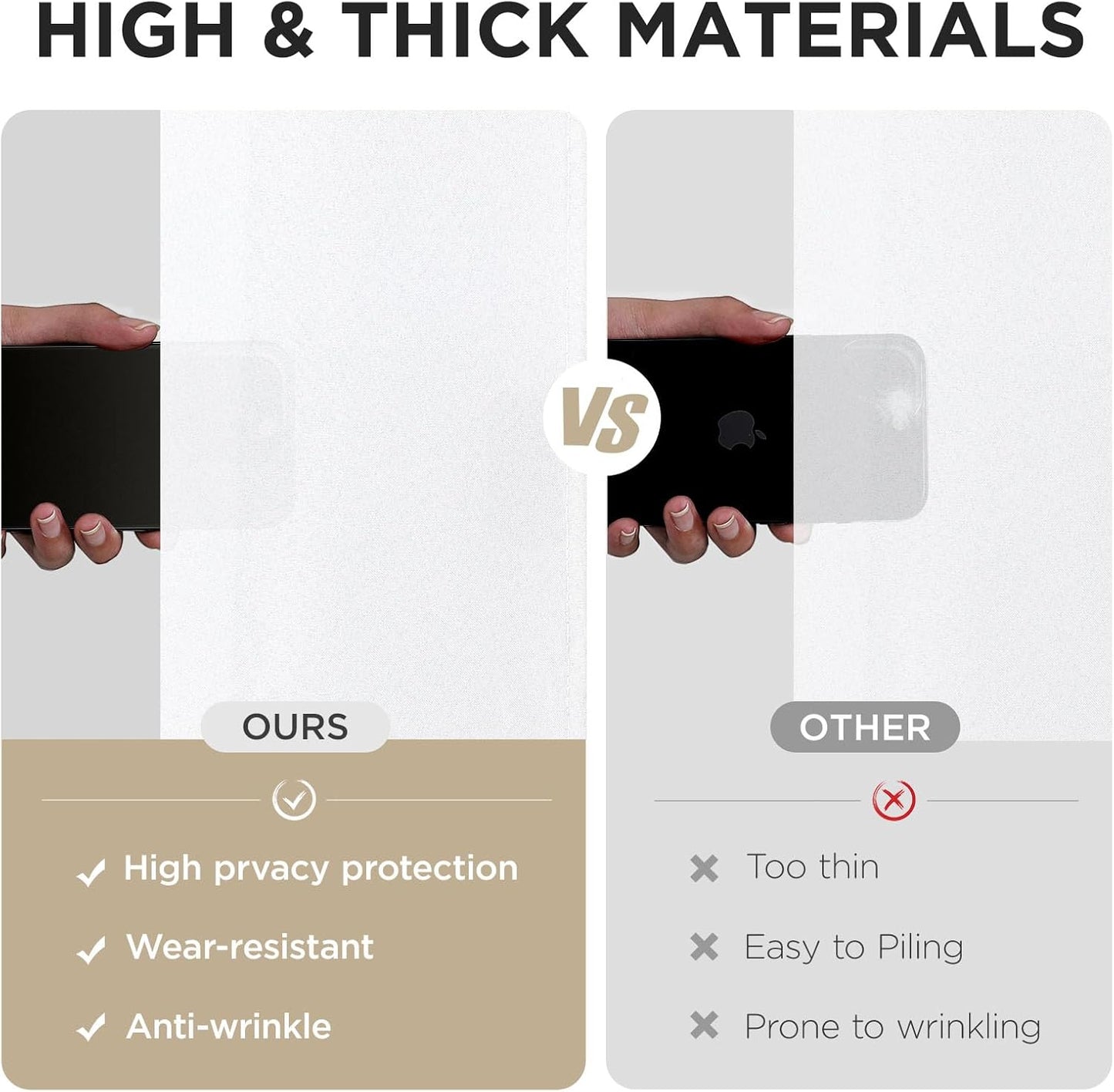 Joydeco White Curtains Backdrop for Wedding Parties, Photo Backdrop Curtains for Wedding Decorations Birthday, Wrinkle Free Polyester 5ft x 10ft Fabric Drape 2 Panels with Rod Pockets