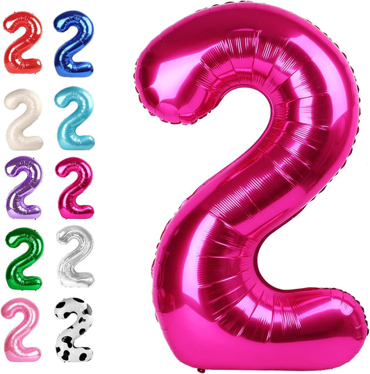 40 Inch Big Hot Pink Number 2 Balloon Birthday Decoration, Number 2 Helium Balloon 12 20 22 23 24 26 28 32 42 Celebration, Boy Girl Baby Anniversary Party Graduations Supplies Decorations