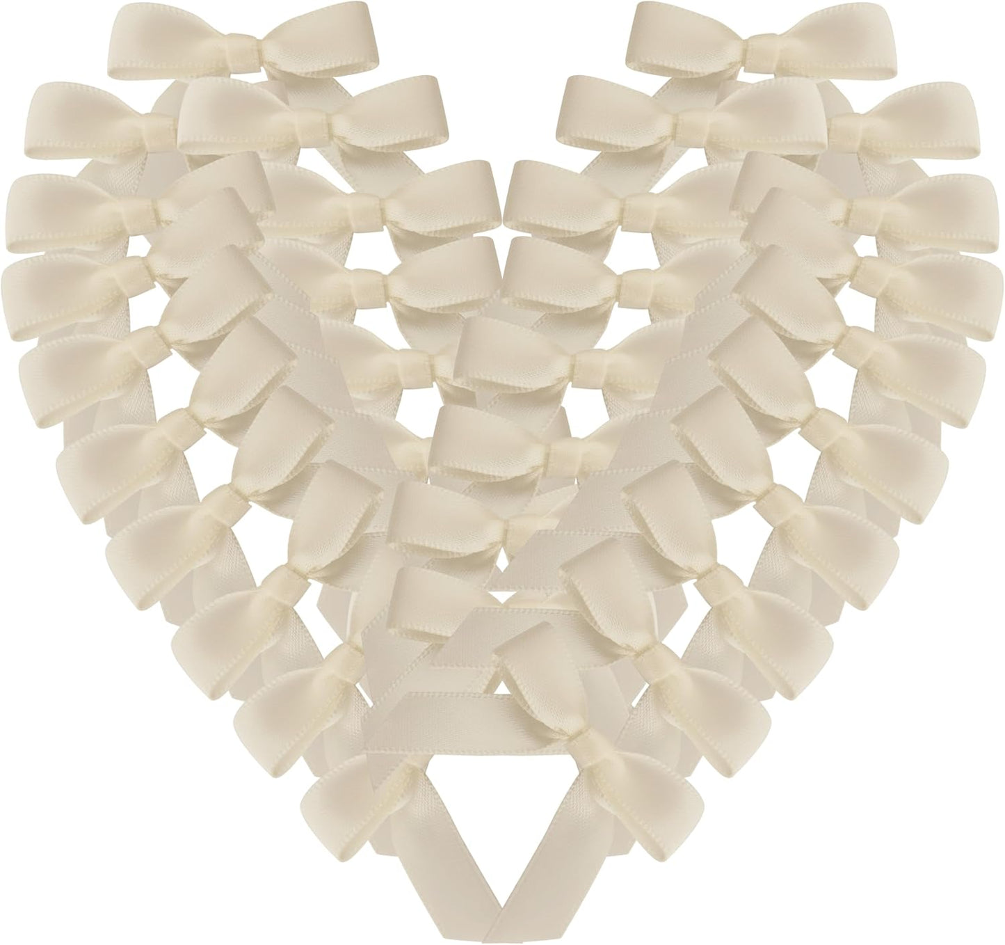 50pcs 1-1/2" Mini Satin Ribbon Bows Without Twist Ties for Crafts Gift Wrapping Packing Christmas Decoration (1.5"-Ivory)