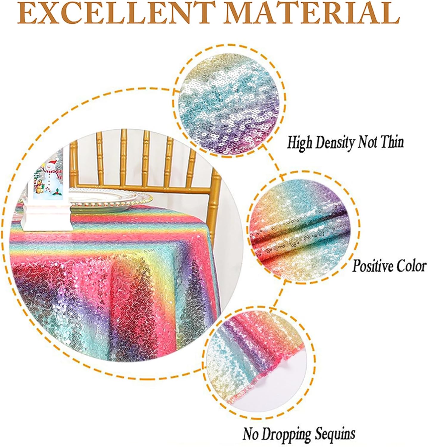 ShinyBeauty Sparkling Sequined Tablecloth 54x54 Inch - Glitter Square Table Cover for Birthday Party, Wedding Decor, Baby Shower, Holiday Events | Premium Quality & Easy Clean