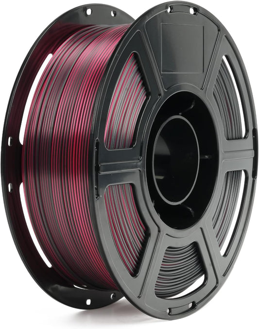 FLASHFORGE Silk Dual Color Filament, Black and Red 2 in 1 Coextrusion Silk PLA Filament 1.75mm, 3D Printer Filament Color Change 1kg(2.2lbs) Spool, Dimensional Accuracy +/- 0.02mm