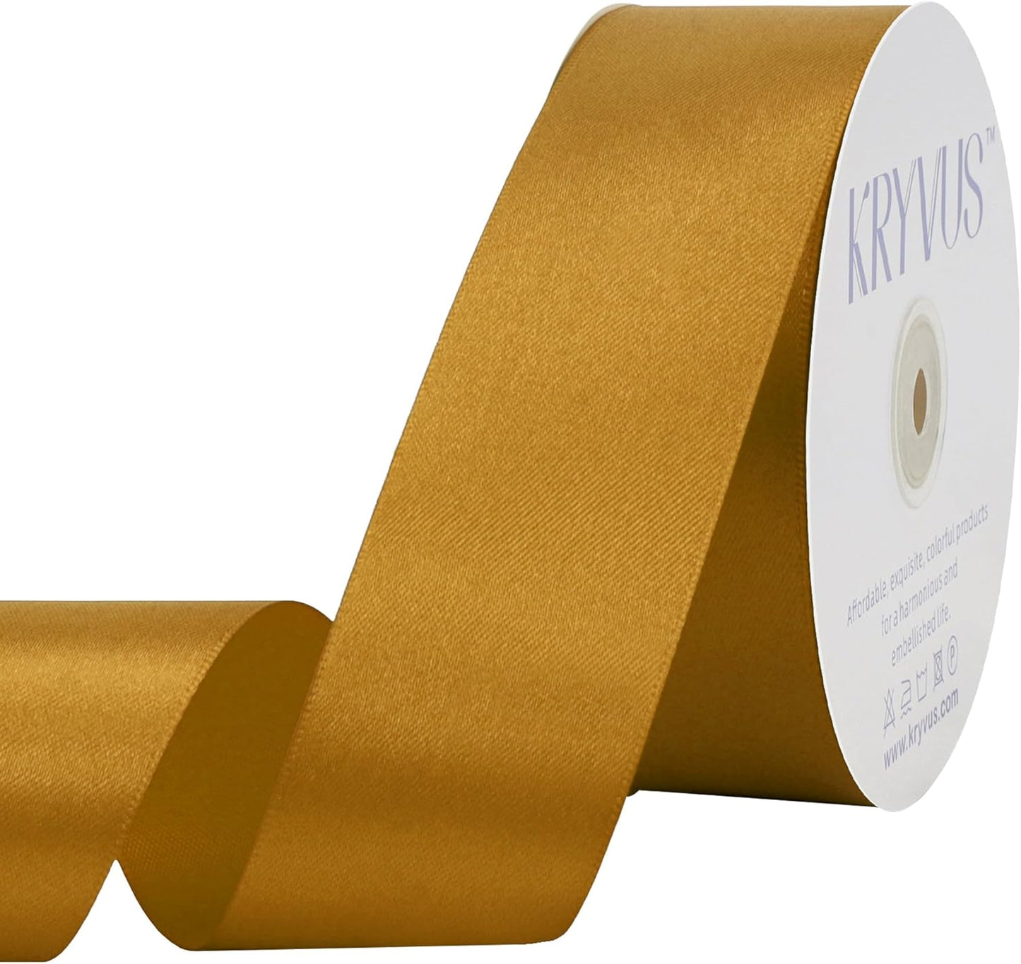 Gold Satin Ribbon 1-1/2 inch X Continuous 50 Yards, Single Face Polyester Ribbon Perfect for Gift Wrapping, Flower Bouquet, Wedding Decor, Crafts, Bow Making, Sewing and More