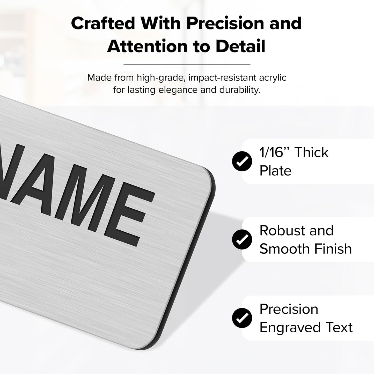 Name Tag, Magnetic Brushed Aluminum Name Tags, Personalized Name Tags, 1x3 Inches, Durable Engravable Impact Material, Made in The USA by My Sign Center
