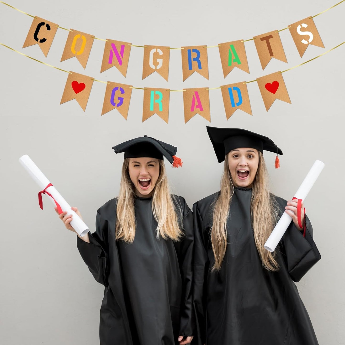 20 PCS Custom Banner Set DIY Blank Flags with Letter Stencil Markers Ribbon Personalized Painting Banner for Party Birthday