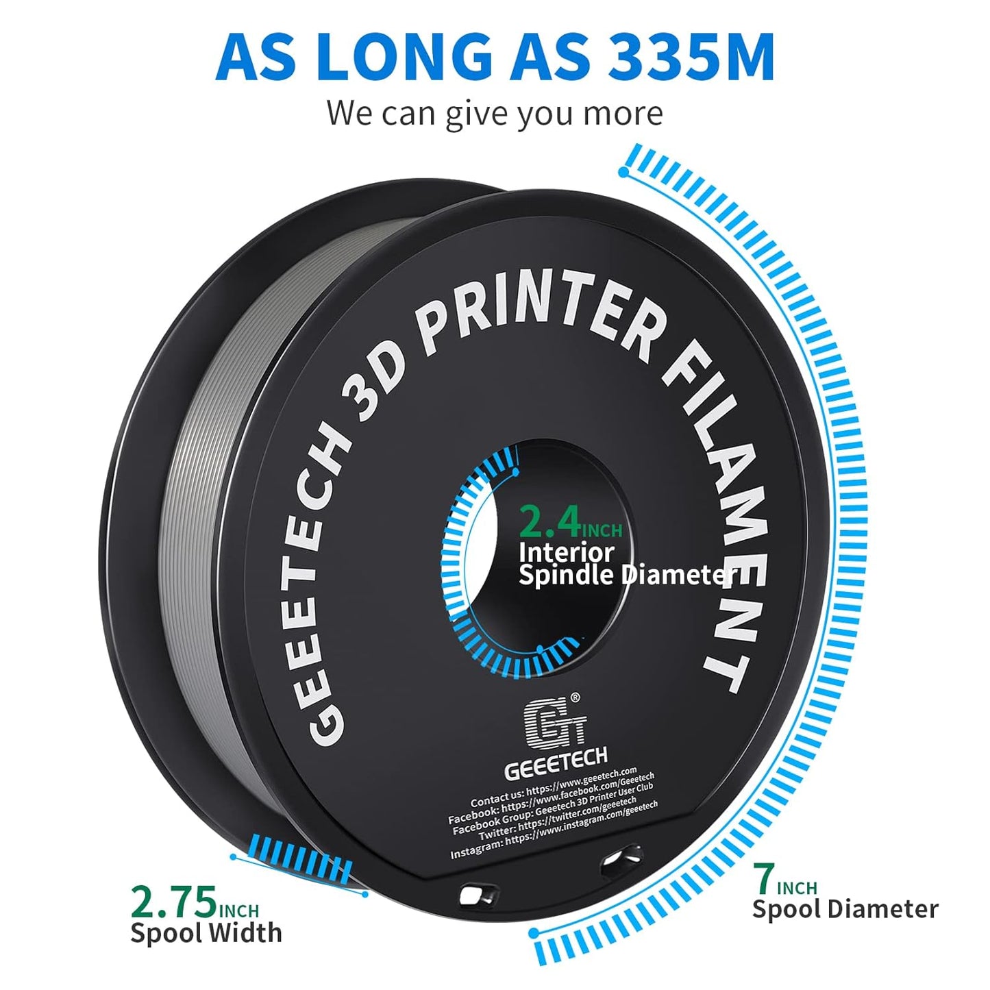 Geeetech Silver Filament, PLA Filament 1.75mm 1kg Spool (2.2lbs), Dimensional Accuracy +/- 0.02 mm, 3D Printing Filament Fit Most FDM Printer, New Silver
