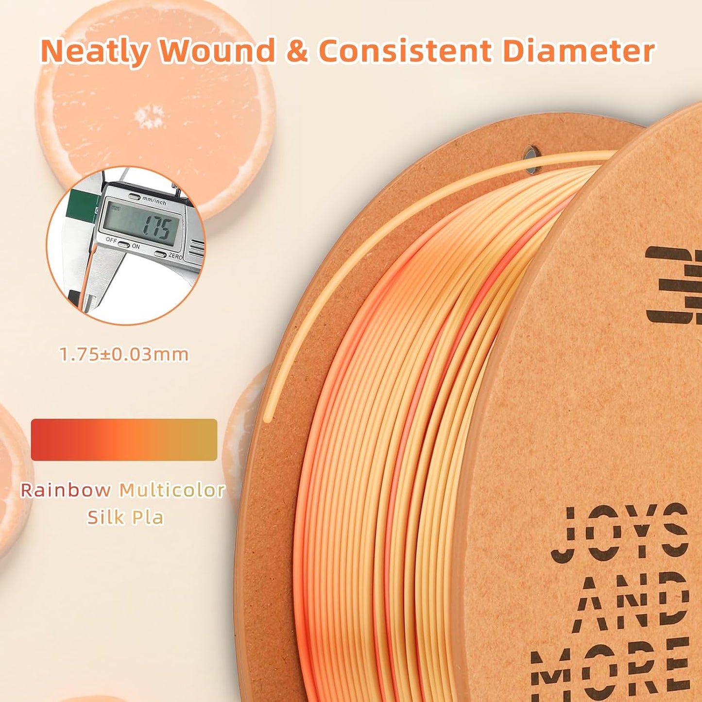 Silk PLA 3D Printer Filament 1.75mm Silk Shiny Fast Gradient Color Change Rainbow Multicolor PLA Filament 1kg (2.2lbs) /Spool for FDM 3D Printers-Blood Orange