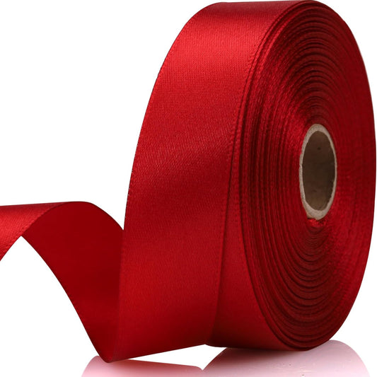 Wine red Ribbon 7/8 Inch 30 Yards Satin Craft Ribbon-Single Face Polyester Ribbon for Handmade Roses,Gift Wrapping,Timeless Flower,Bouquets,Wedding and Party Decoration