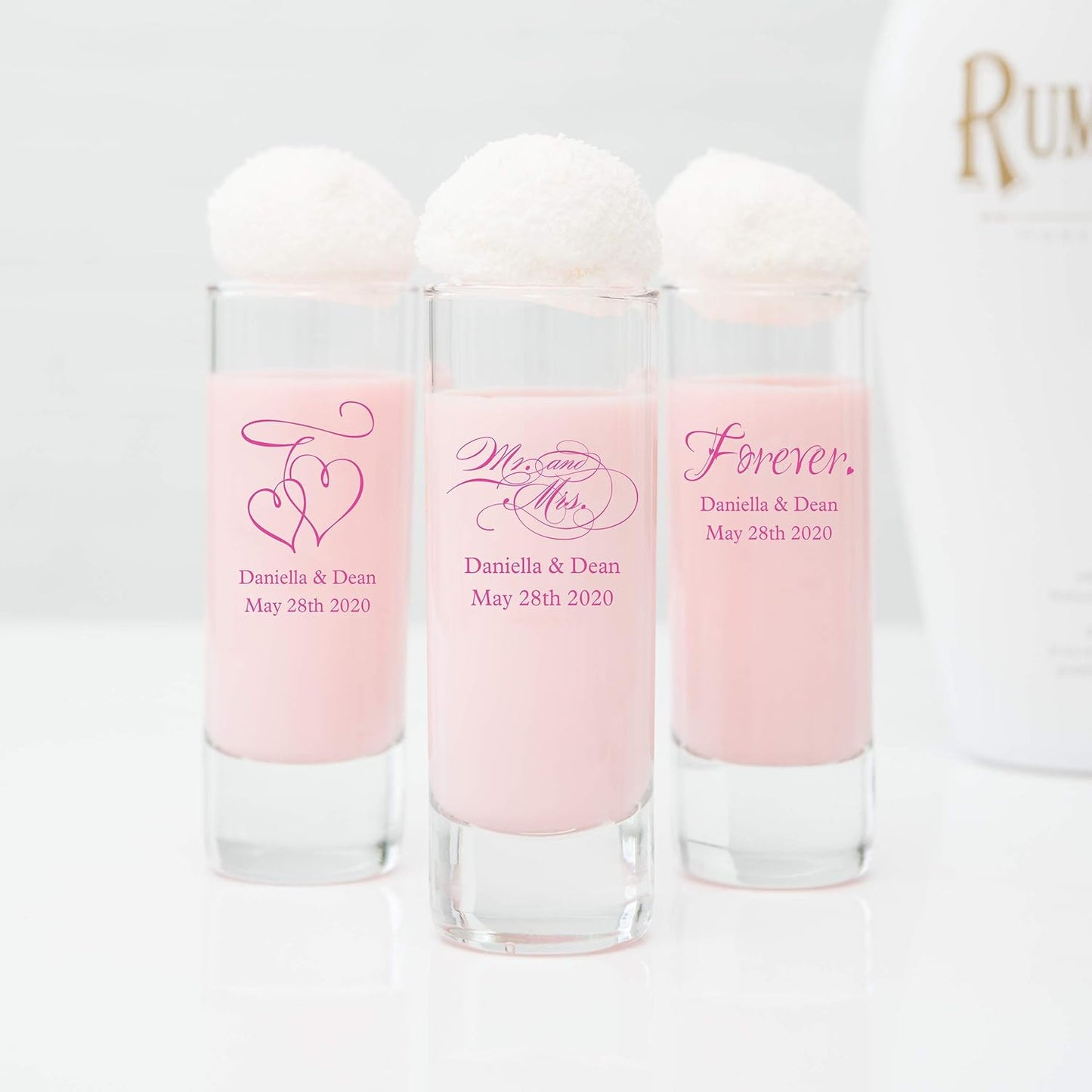 WEDDINGSTAR Personalized 2.5oz Tall Shot Glass Customizable Full Color Print - 132 pack