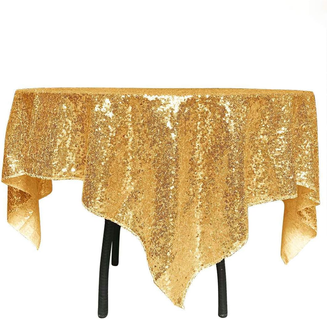 ShinyBeauty Sequin Tablecloth-Gold Sequin Table Overlay and Sequin Tablecloth/Linen for Wedding/Party/Event/Decoration-Gold (36inx36in)