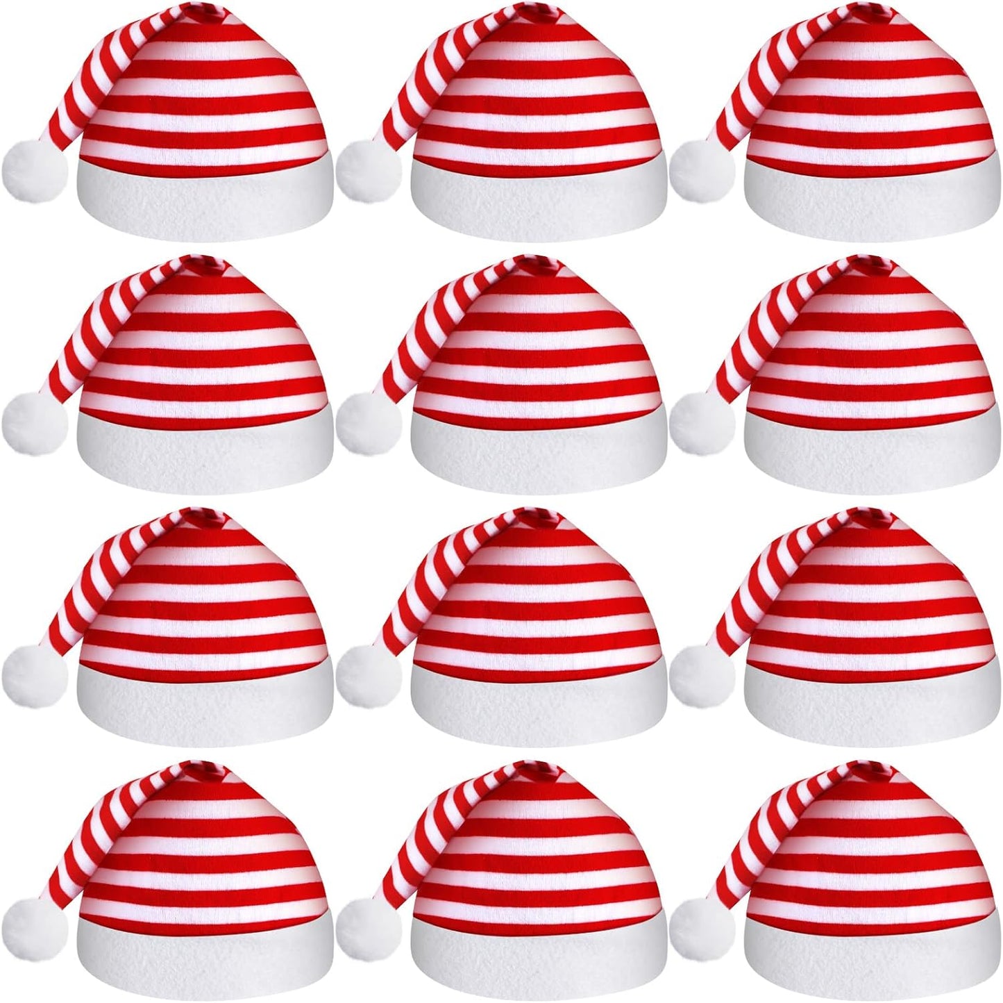 SATINIOR 12 Pieces Santa Hats Christmas Non Woven Fabric Hat for Holidays Xmas Party Supplies