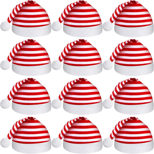 SATINIOR 12 Pieces Santa Hats Christmas Non Woven Fabric Hat for Holidays Xmas Party Supplies