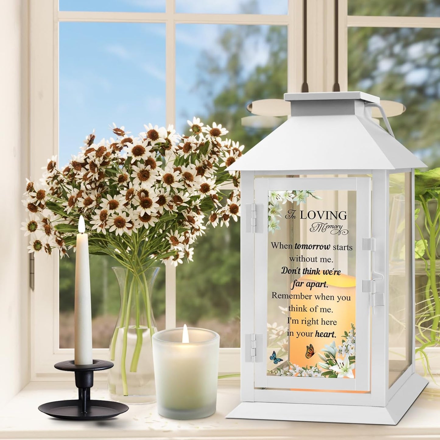 Memorial Lantern Bereavement Gifts in Memory of Loved One Memorial Gifts for Loss of Mother Loss of Father Remembrance Sympathy Gifts for Loss of Loved One with LED Candle and Remote