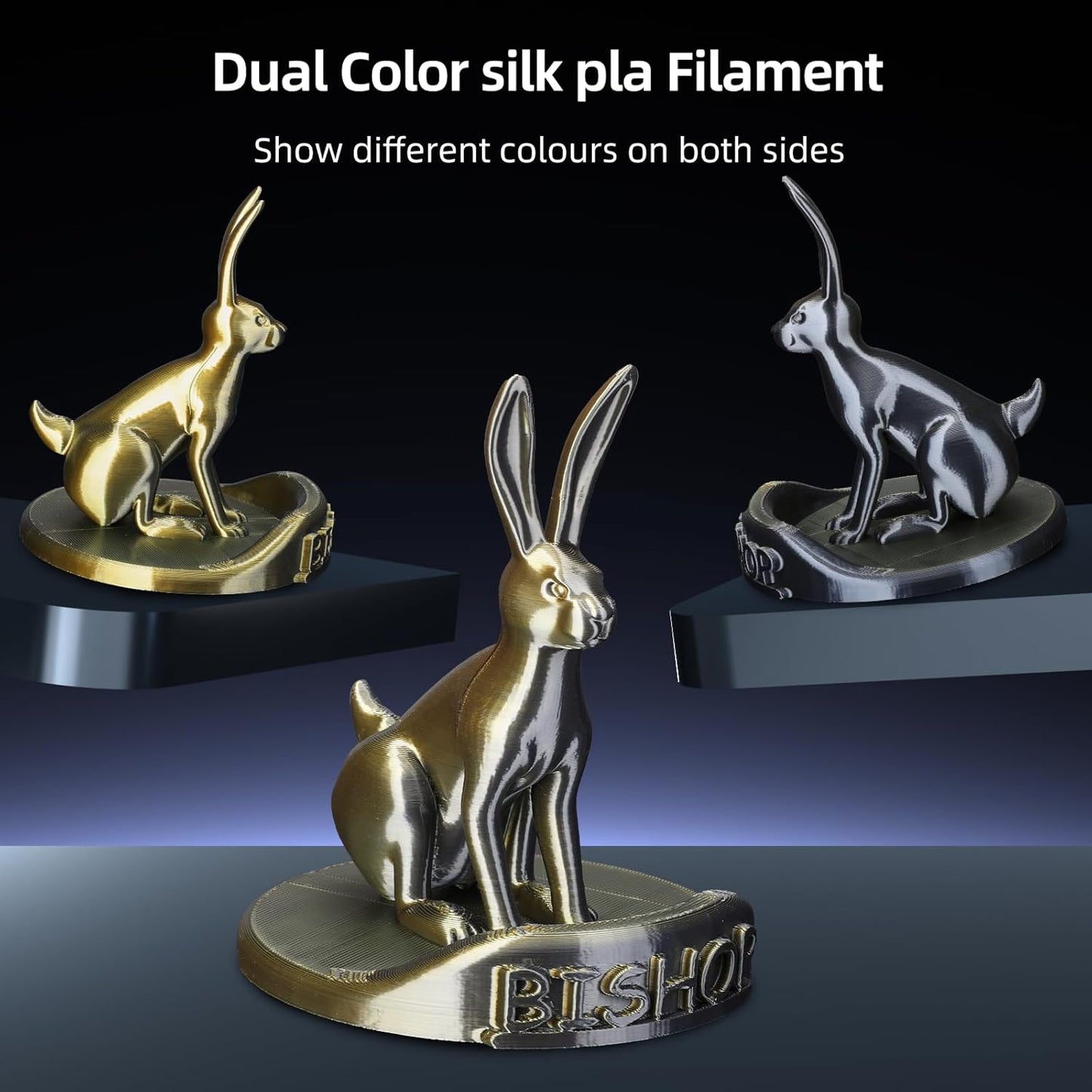 3D Printer Filament Bundle, Silk PLA Filament 1.75mm, Dual Color Filament 200gX 4 Spools Silk Filament Bundle Multicolor