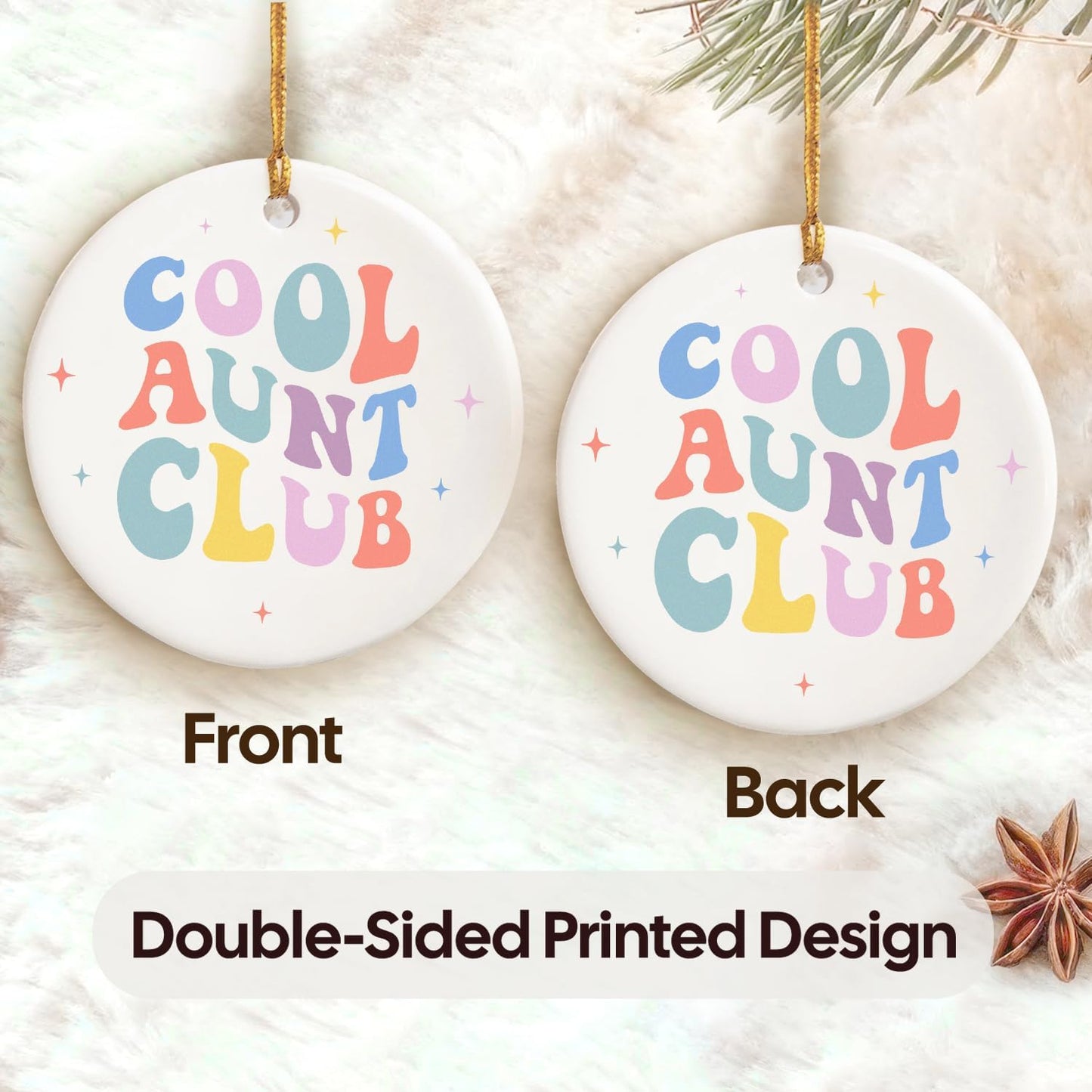 NewEleven Gifts for Aunt from Niece, Nephew for Auntie, Sister - Auntie Announcement, Promoted to Aunt, Best Aunts Ever Gift - Christmas Tree Decoration Ceramic Ornament