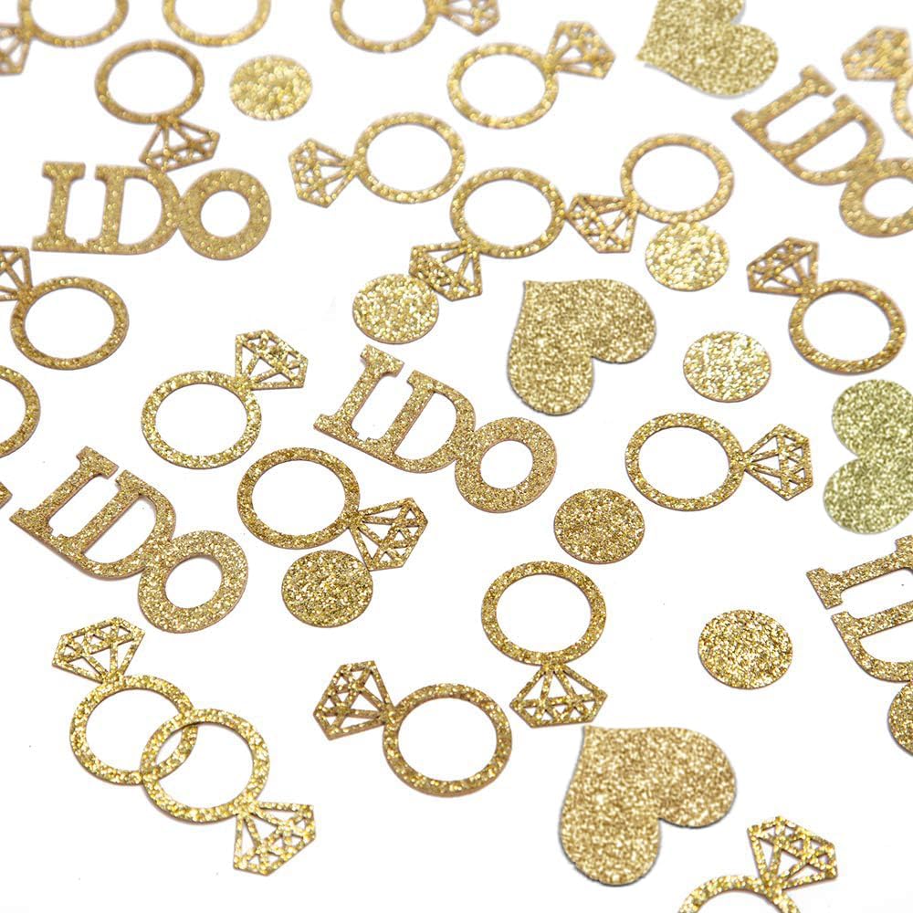 Wedding Confetti, Engagement Confetti for Wedding Shower Decorations, Bridal Shower Confetti for Bridal Shower Decorations, 160 PCS Glitter Gold I DO Confetti for Engagement Table Decorations