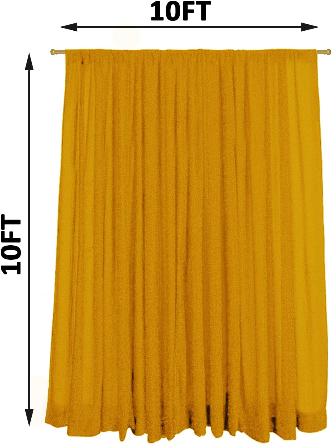 10ft x10ft Gold Metallic Spandex Backdrop Drapes Curtains, 1 Panel Glitter Sheer Photography Background, Stretchy Spandex Fabric for Wedding, Party, Baby Shower, Photo Booth Decor