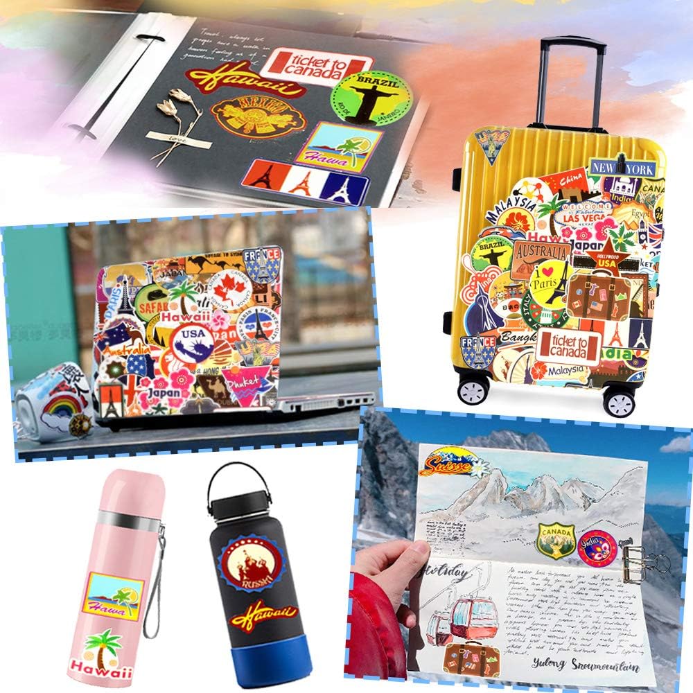 QTL Luggage Stickers for Adults Kids Travel Stickers for Luggage for Easy Identification Waterproof Vinyl Packs 100Pcs