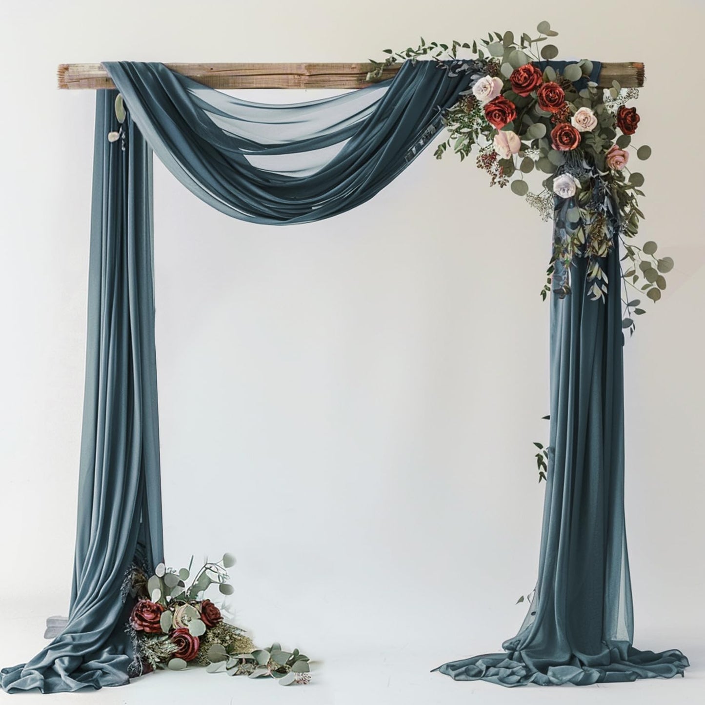 Wokceer Wedding Arch Draping Fabric Grey Blue 28.7" x 20FT Sheer Drapes Backdrop for Ceremony, Birthday Party, Bridal Shower Decoration