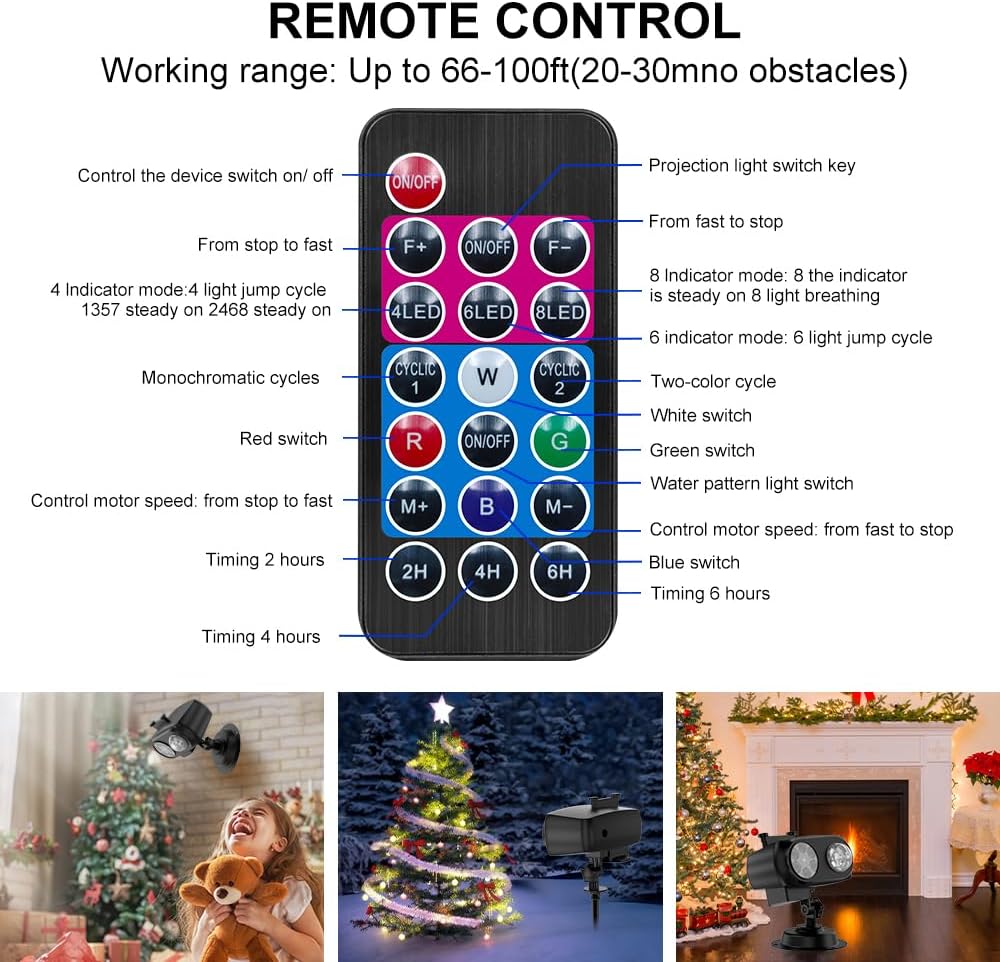 Holiday Projector Lights Outdoor, 2-in-1 HD LED Outdoor Projectors with Remote Control Timer, 3D Ocean Wave & 8 Patterns Waterproof Lanscape Lights for Indoor Valentine Xmas Halloween Holiday Party