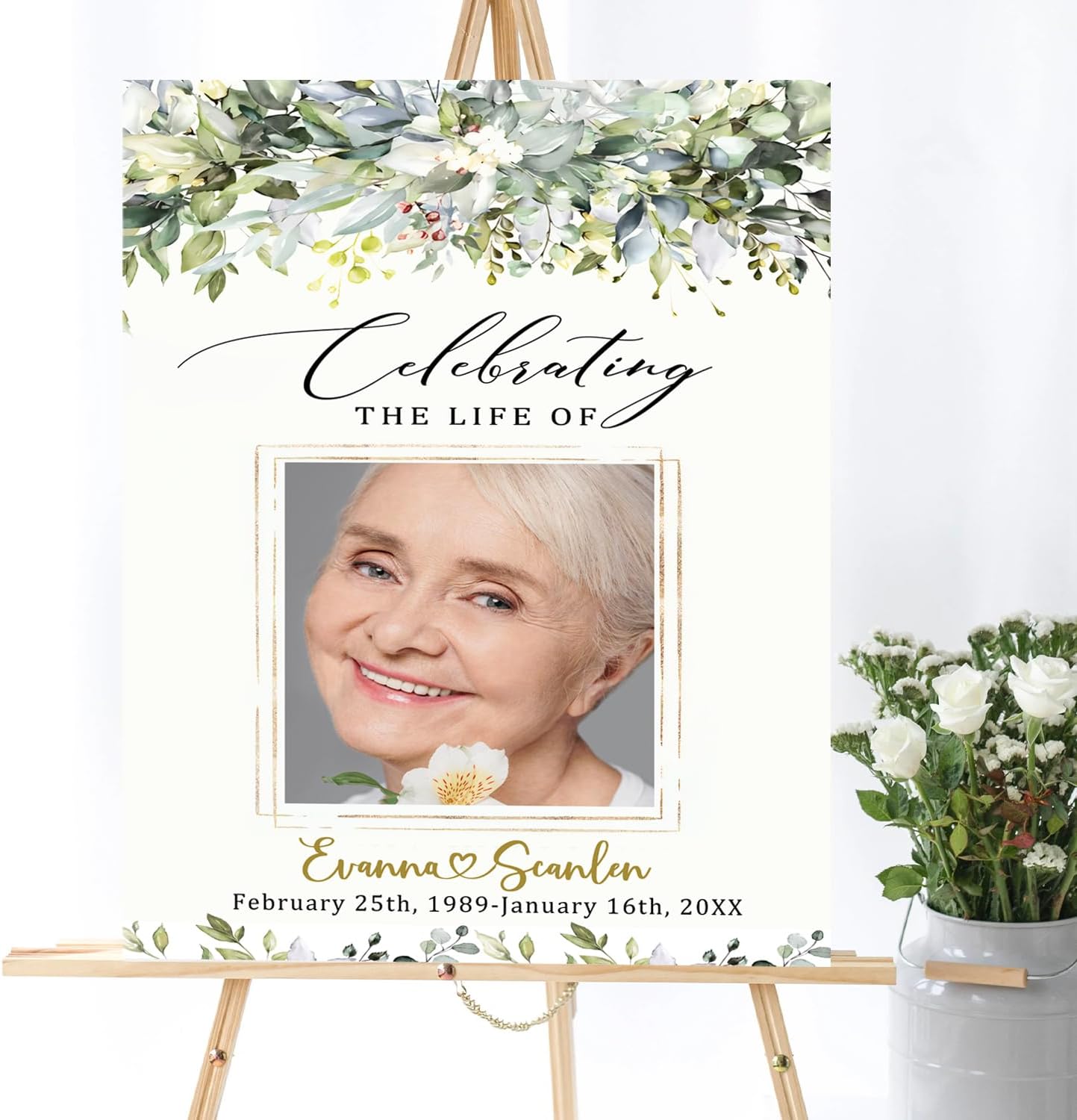 Greenery Funeral Welcome Sign, Celebration of Life, In Loving Memory Sign, Large Funeral Sign, Memorial Sign, Funeral Decor, Bundle Greenery Funeral Sign, Funeral program
