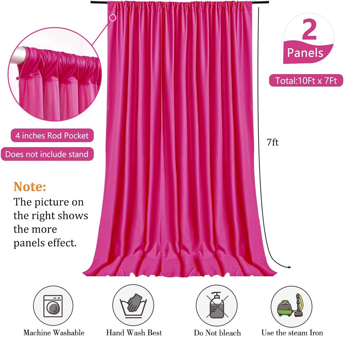 10 x 7 Feet Fuschia Backdrop Curtain for Partie, Background Curtains for Photoshoot, Birthday, Wedding, Halloween, Thanksgiving, Christmas, New Year Party Decorations 5Ft x 7Ft, 2 Panels