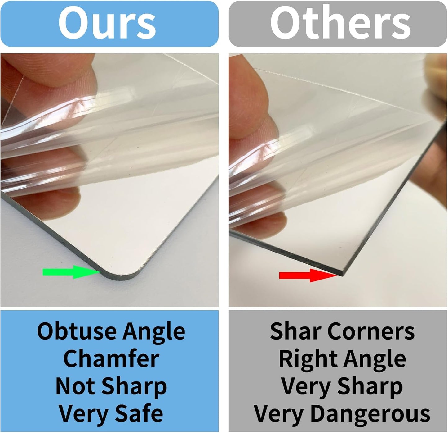 Unbreakable Acylic Small Mirror Tiles for Kids, (4-Pcs 13.5x13.5 Inch) Plastic Mirrors for Wall, Stick on Mirrors for Wall Decor, Shatterproof Mirror for Kids Bedroom