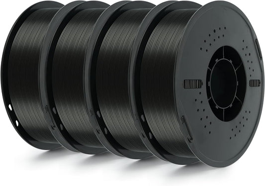 Kingroon 4KG Black PLA Filament 1.75mm 3D Printer Filament Pla Filament Dimensional Accuracy +/- 0.02mm, Fit Most FDM Printer, 1KG X 4 Spools