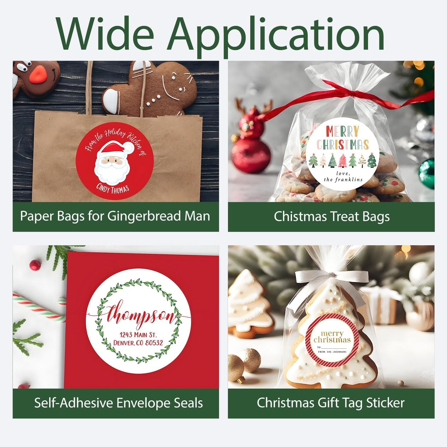 36pcs Personalized Christmas Stickers Gift Wrap Labels-Available in 12 Templates Custom Waterproof Cute Santa Reindeer Decals for Christmas Gift Box Tags Party Decorations Envelopes (Round Sticker)