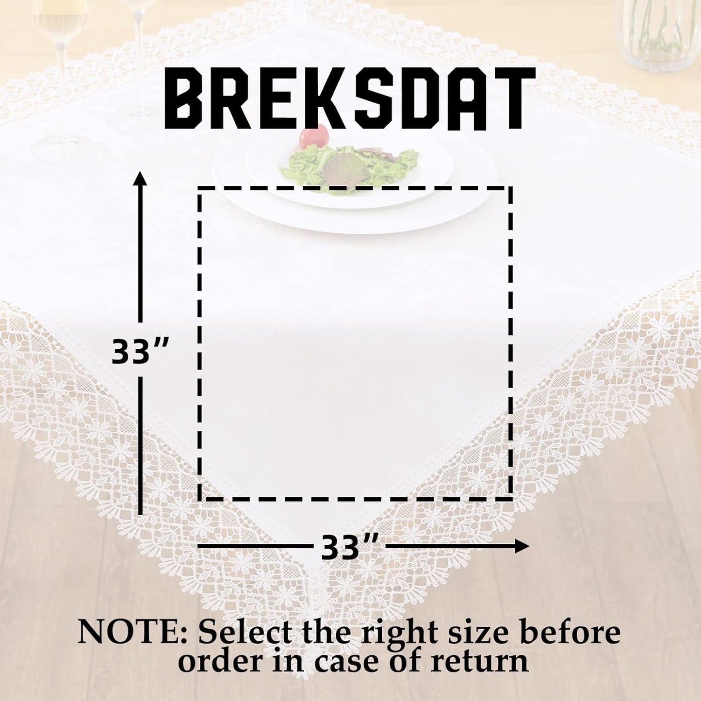 White lace Premium Square Farmhouse Tablecloth Waterproof OilProof SpillProof AntiShrink Soft Wrinkle Resistant Decorative Fabric Table Cover Kitchen Dinning Party Wedding Banquet