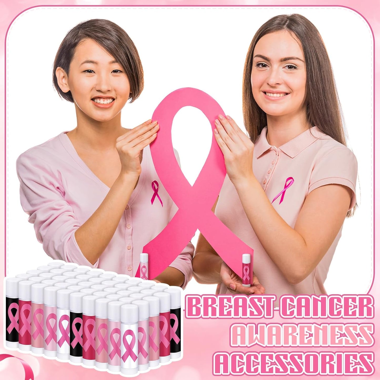 15 Pack Breast Cancer Awareness Lip Balms Gifts Bulk Pink Ribbon Lip Balms Accessories Favors Breast Cancer Awareness Month Items Support Stuff Party Decorations for Women Giveaway