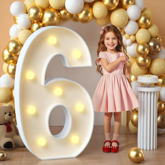 imprsv Marquee Light Up Numbers, Mosaic Numbers 3FT Marquee Numbers for 16th 60th Birthday Decorations Anniversary Party Decor, Large Marquee Numbers for Party Decorations, Number 6(Need to Assemble)