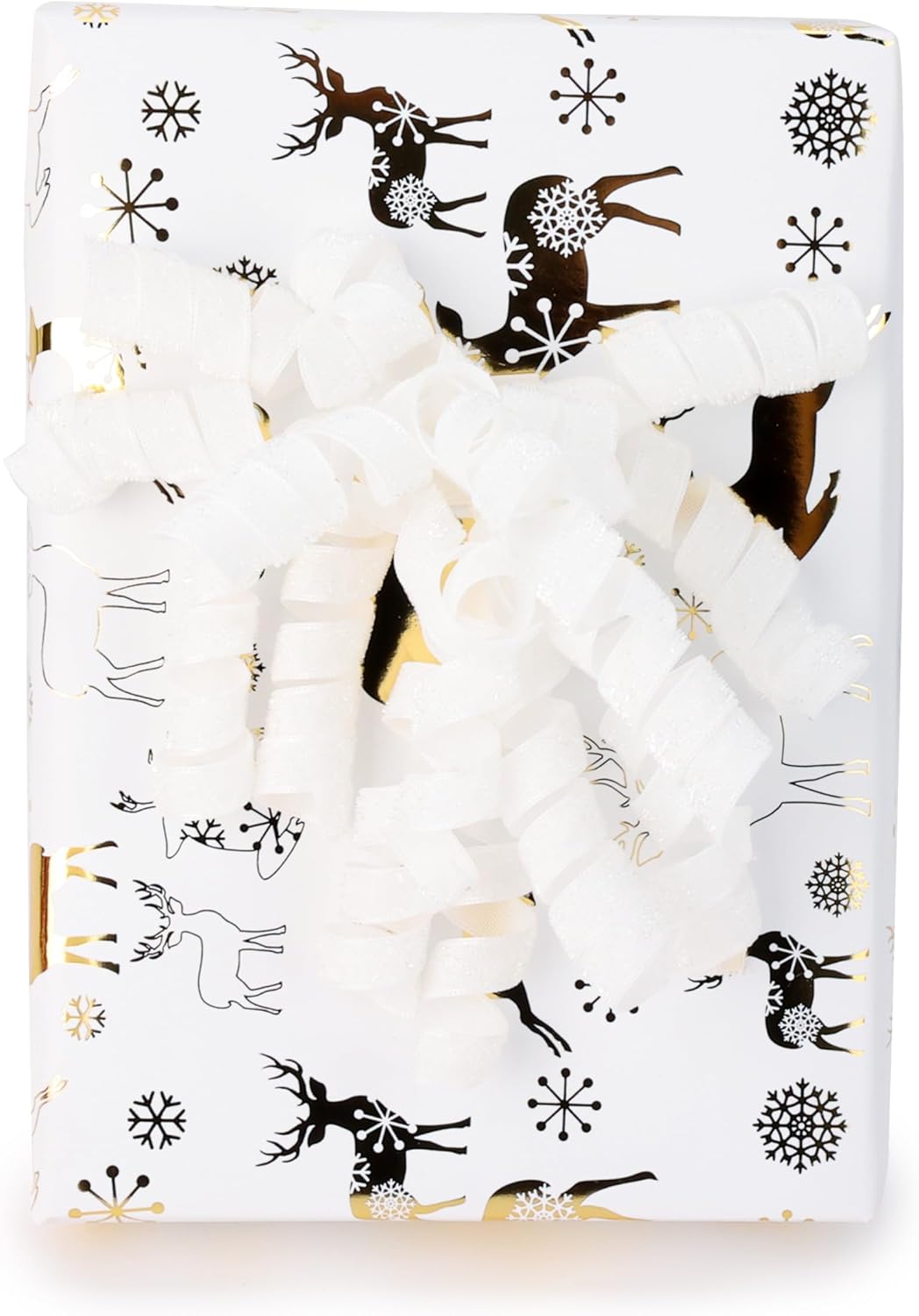 6" Metallic Glitter White Self Adhesive Curly Ribbon Gift Wrap Bows for Christmas, Holiday, Birthday, Wedding, Presents, Party Favors Decorations 6-Count