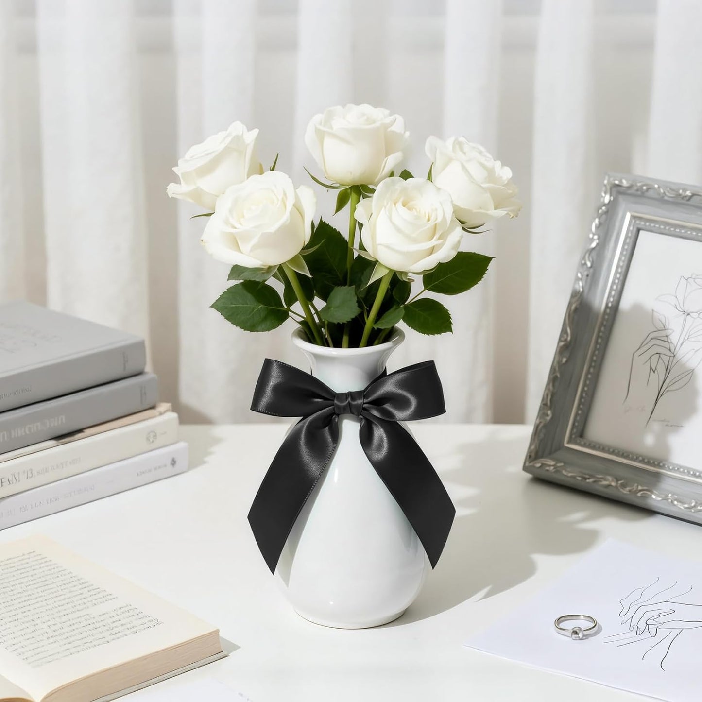 Solid Color Double Faced Black Satin Ribbon 1" x 25 Yards Ribbons Use for Bows Bouquet, Gift Wrapping, Floral Arrangement