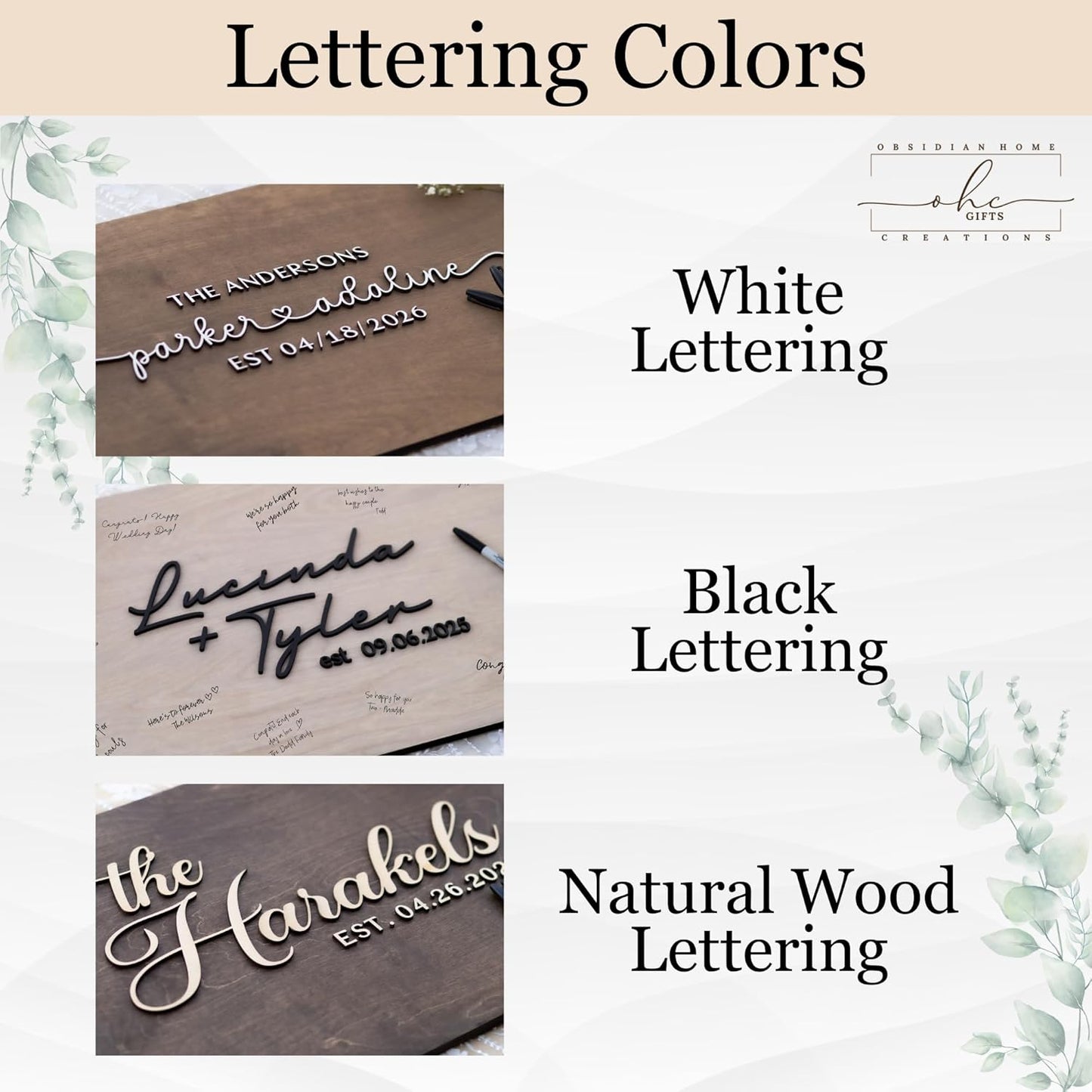 Personalized Last Name Guest Book, Unique Guest Book Sign, Custom Alternative Guest Book, Wooden Guest Book, Wedding Ceremony Guestbook Sign (Design 5)