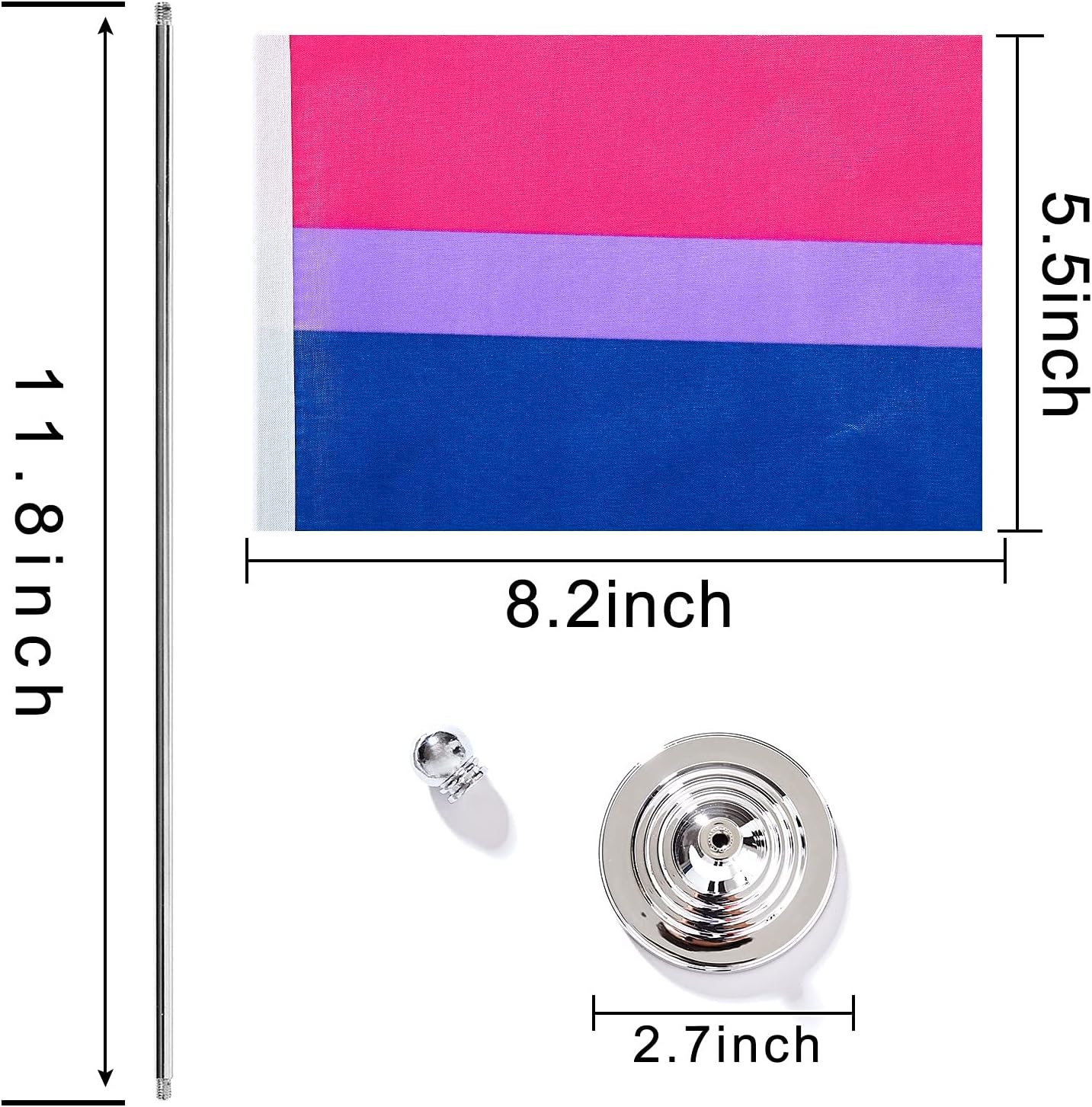 ZXvZYT 2 Pack Pride Rainbow Bisexual flag Bi table flag,Small Mini LGBT Desk Flags With Stand Base,American Rainbow Mardi Gras Party Decorations Supplies