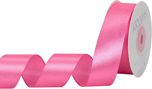 Hot Pink Satin Ribbon 1 inch X Continuous 25 Yards, Single Face Polyester Ribbon Perfect for Gift Wrapping, Flower Bouquet, Wedding Decor, Crafts, Bow Making, Sewing and More
