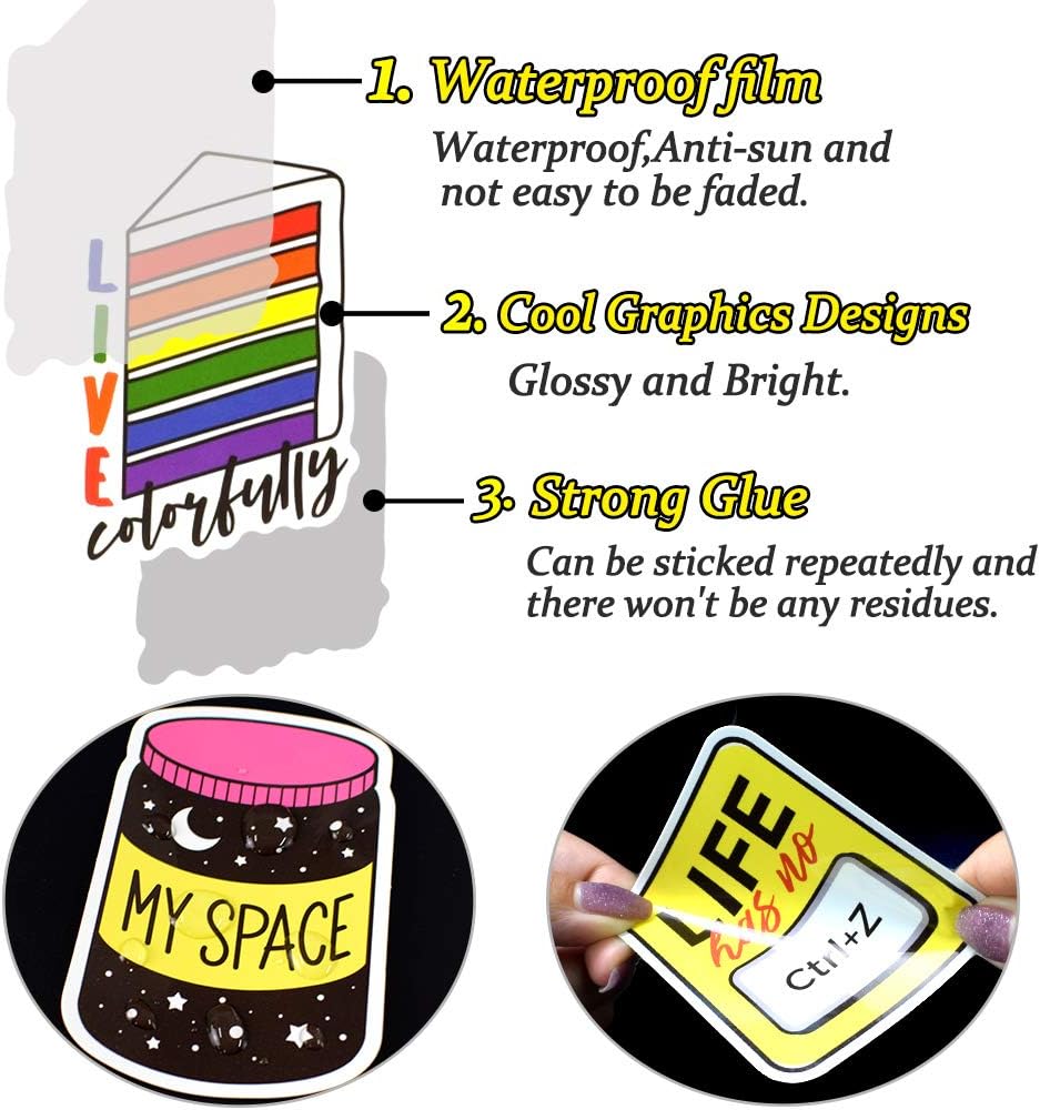 QTL Cute Stickers for Girls VSCO Stickers for Hydroflask Laptop Kids Teens Girls Waterproof Vinyl Packs 50Pcs