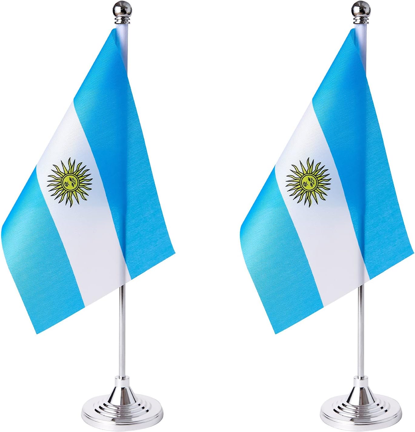 ZXvZYT 2 Pack Argentina flag Argentine Table Flag Small Mini Argentina Desk Flags With Stand Base,International Festival Events Celebration Decorate,Home office Decorations