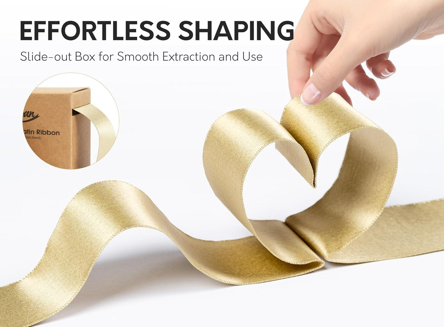 Gold Satin Wired Ribbon 1-1/2 Inch Double-Faced Glitter Ribbons for Wreath, Christmas Tree Decoration, Gift Wrapping, Home Decor 10 Yards