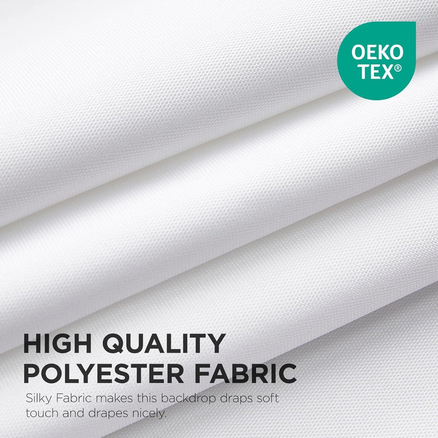 Joydeco White Curtains Backdrop for Wedding Parties, Photo Backdrop Curtains for Wedding Decorations Birthday, Wrinkle Free Polyester 5ft x 10ft Fabric Drape 2 Panels with Rod Pockets