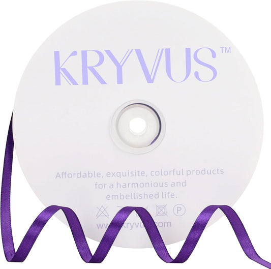 Purple Satin Ribbon 1/4 inch X Continuous 100 Yards, Single Face Polyester Ribbon Perfect for Gift Wrapping, Flower Bouquet, Wedding Decor, Crafts, Bow Making, Sewing and More