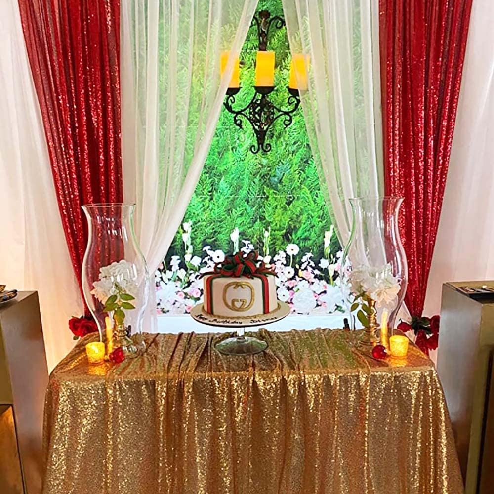 Red Sequin Backdrop Curtains 2 Panels 4FTx8FT Glitter Red Photo Backdrop Drapes Party Wedding Baby Shower Curtain Sparkle Photography Background