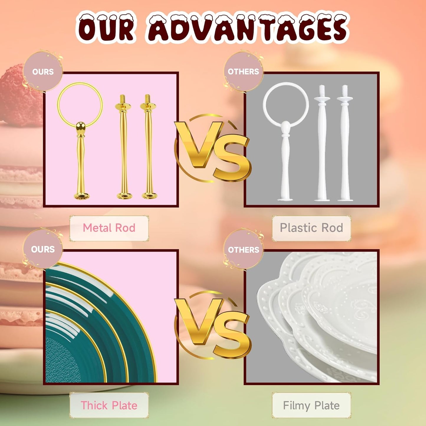 PinCute Cupcake Stand Holder - 3 Tier Cup Cake Dessert Stands, Plastic Tiered Serving Tray&Metal Rod for Birthday Party, Wedding, Tea Party, Baby Shower-Green