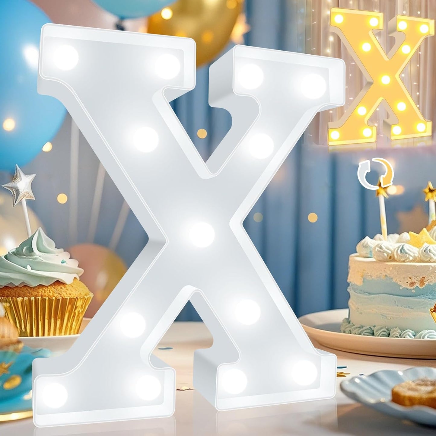 Pooqla LED Marquee Letter Lights, Warm White and Cool White Decorative Lighted Letters, Light Up Alphabet Letters for Boys Girls, Party, Wedding, Bar, Night Light, Birthday Decoration, Letter X